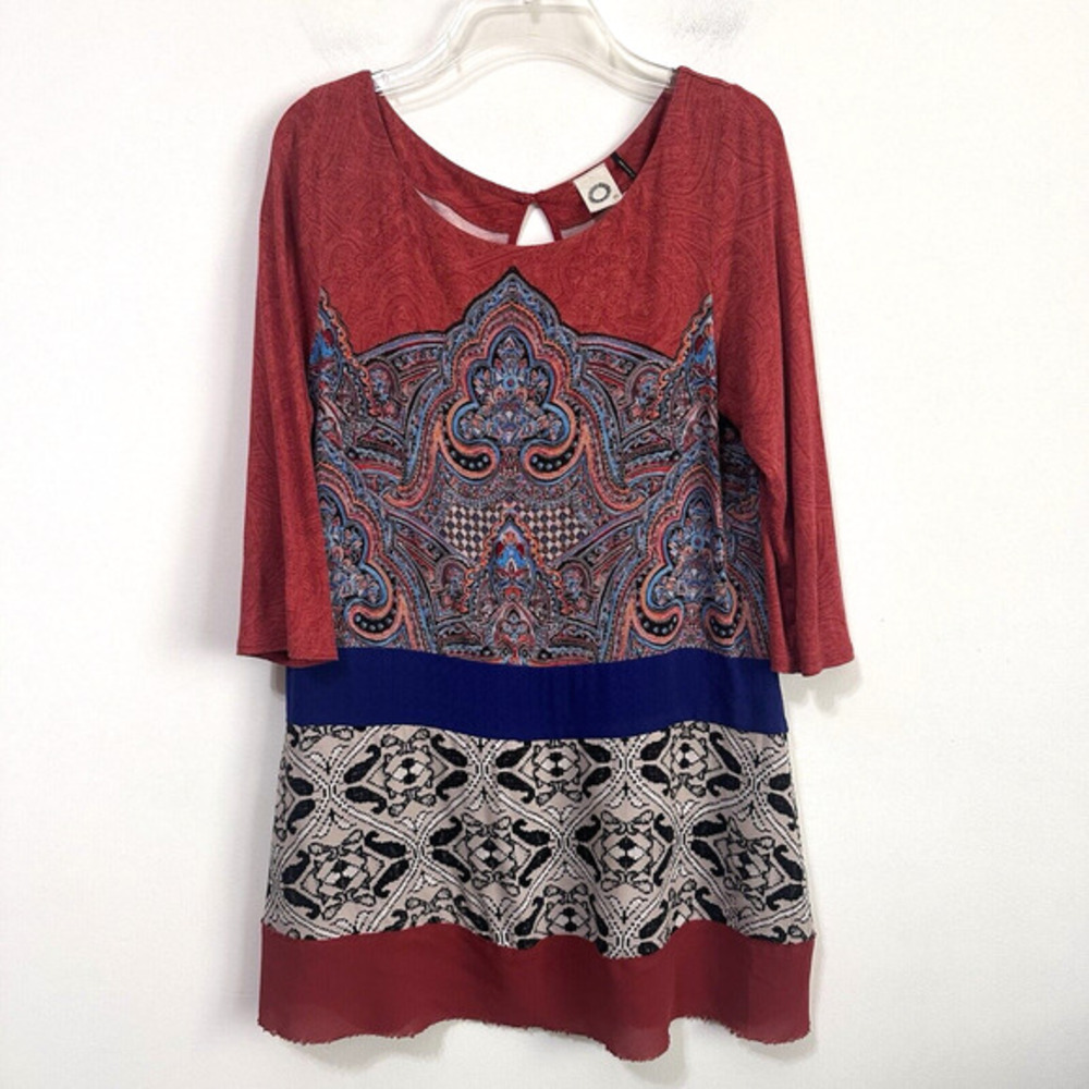 Akemi Kin Anthropologie Tunic S Gia Boho Paisley Mixed Media Shirt Casual Top